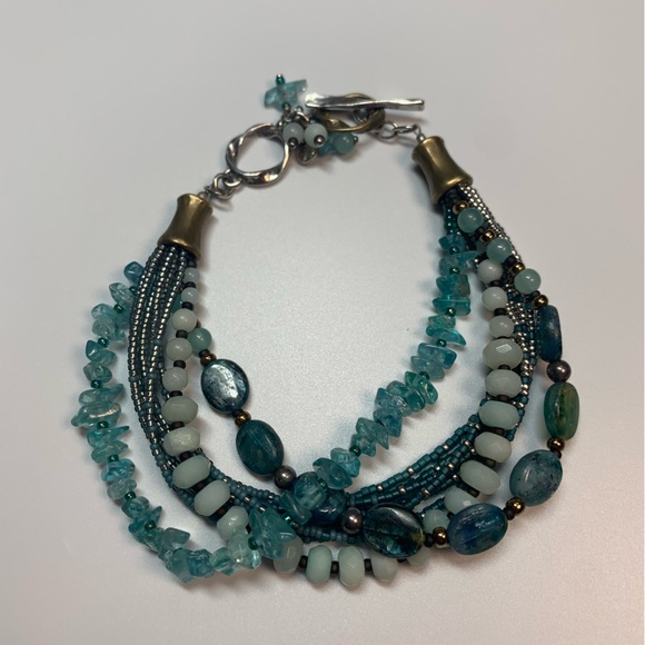 Silpada Vintage Sterling, Quartzite, Kyanite, Apatite, Brass, Seed Bead Bracelet - Picture 16 of 16